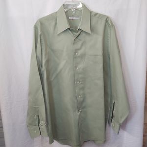 Geoffrey Beene men's dress shirt size large 16.5 light green 34-35 pre-owned